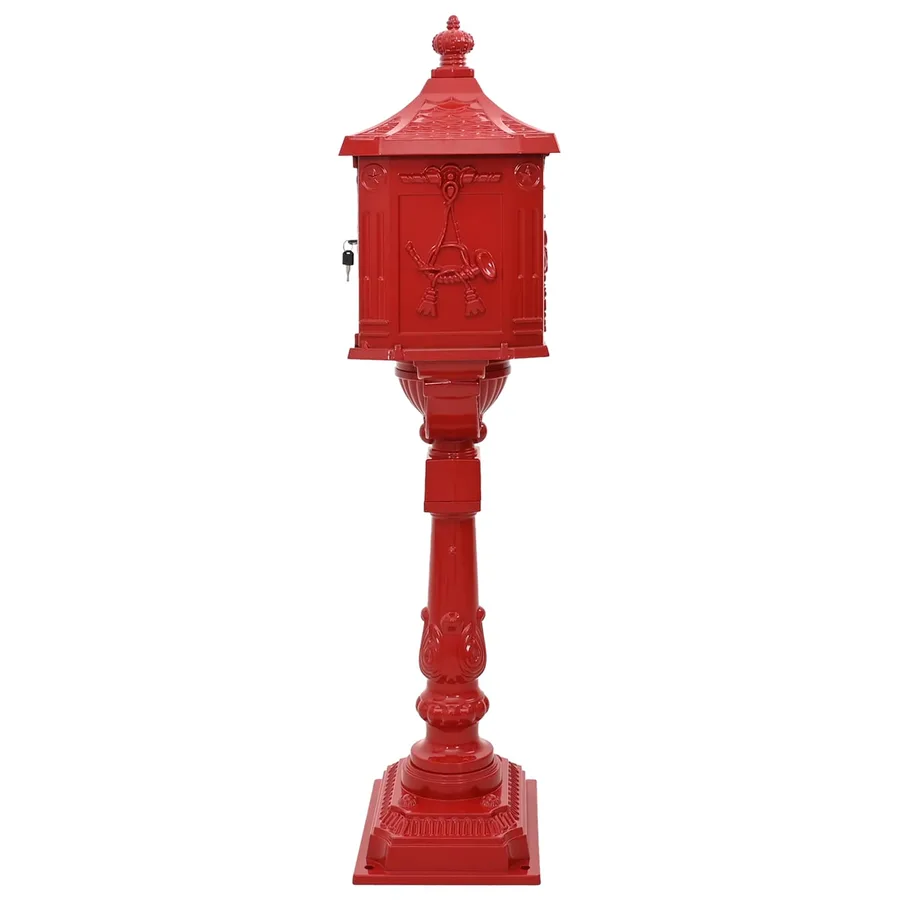 Boîte aux Lettres Debout avec porte Rouge 42,5 x 29,5 x 117 cm - 3