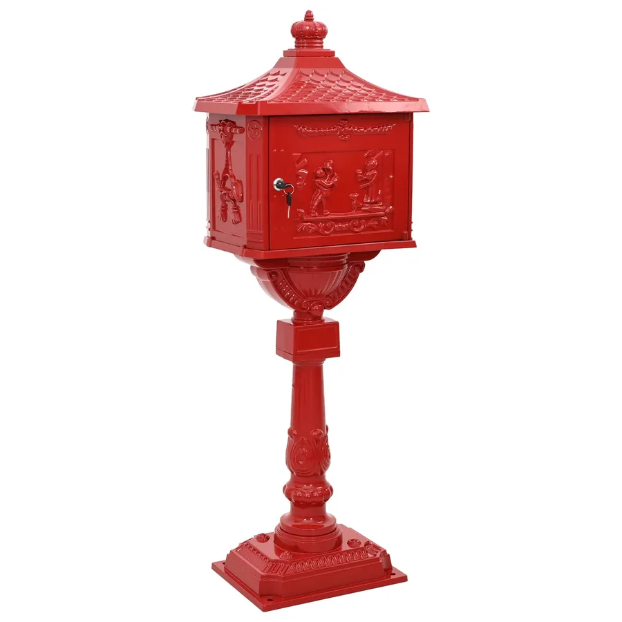 Boîte aux Lettres Debout avec porte Rouge 42,5 x 29,5 x 117 cm - 4
