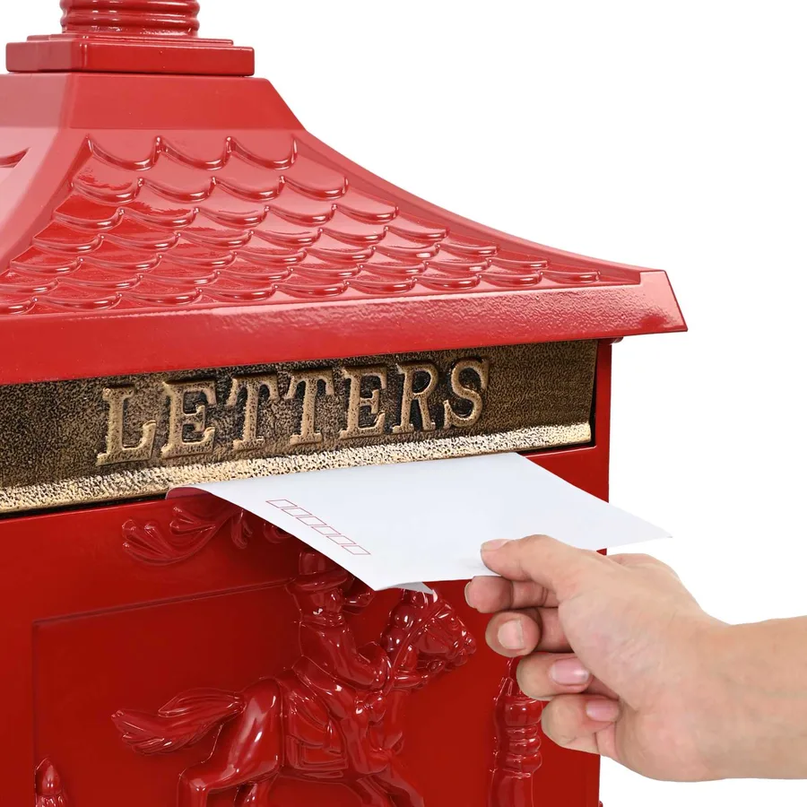 Boîte aux Lettres Debout avec porte Rouge 42,5 x 29,5 x 117 cm - 8
