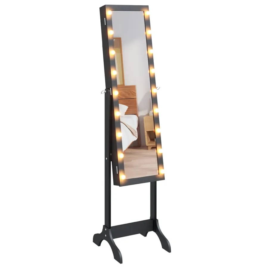 Miroir sur pied blanc avec LED noir 34x37x146 cm - 6
