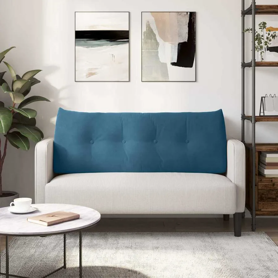 Coussin de Dos Bleu 120 x 24 x 50 cm Velours - 4