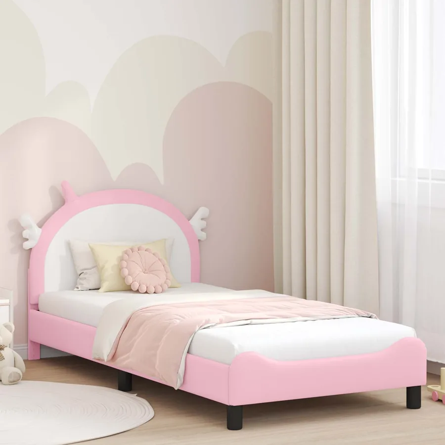 Cadre de lit pour enfants avec tête de lit Rose 80 x 200 cm PU