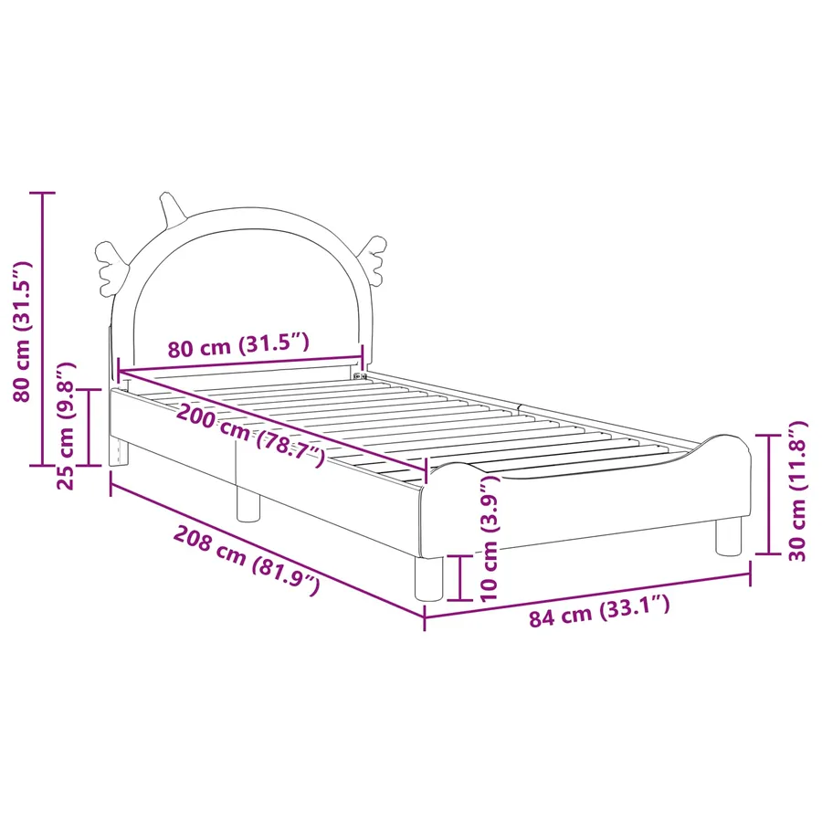 Cadre de lit pour enfants avec tête de lit Rose 80 x 200 cm PU - 8