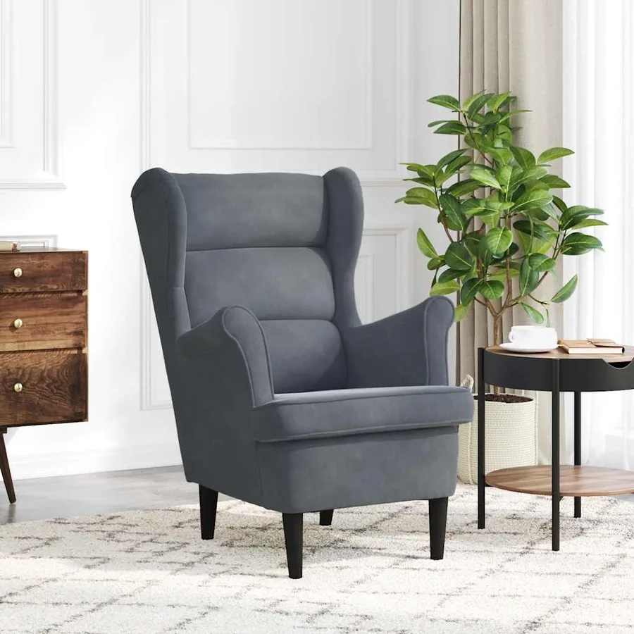 Fauteuil gris foncé velours
