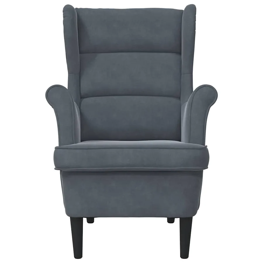 Fauteuil gris foncé velours - 4