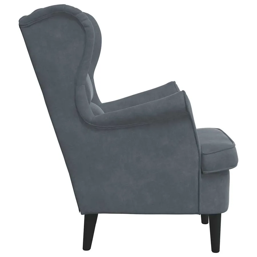 Fauteuil gris foncé velours - 5