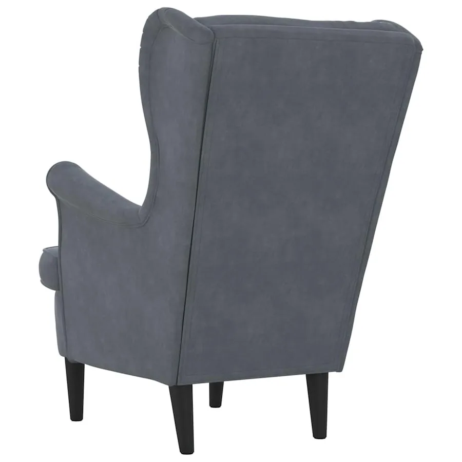 Fauteuil gris foncé velours - 6