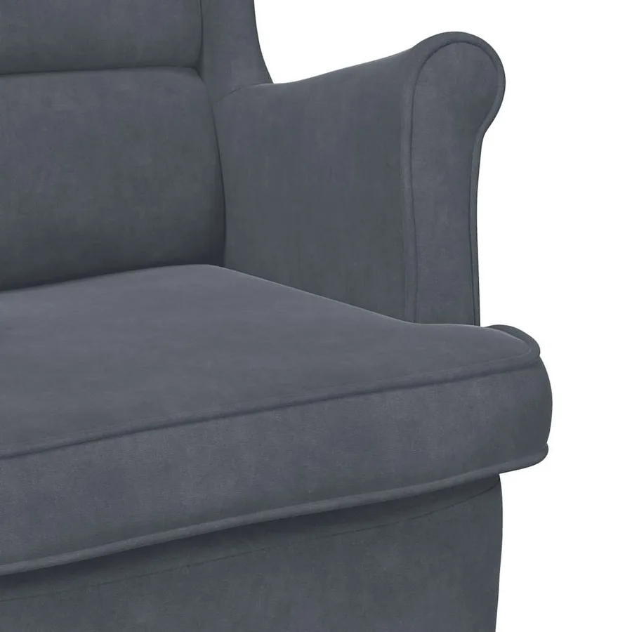 Fauteuil gris foncé velours - 8