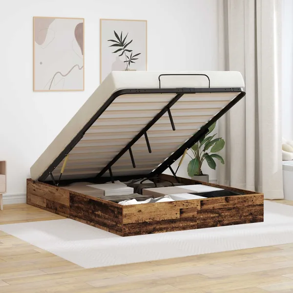 Cadre de lit ottoman Bois ancien 193 x 140 x 25 cm