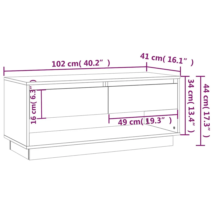 Meuble TV gris béton 102x41x44 cm bois d'ingénierie - 9