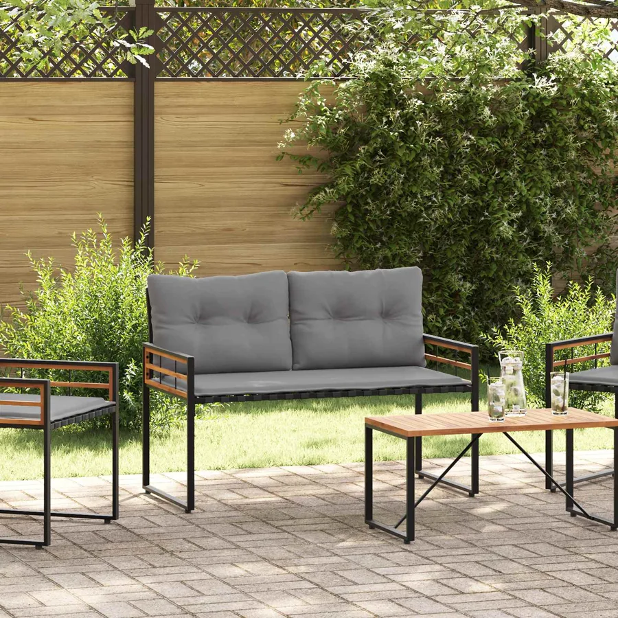 Banc à couches en bois avec coussin Gris clair 114 x 55 x 77 cm