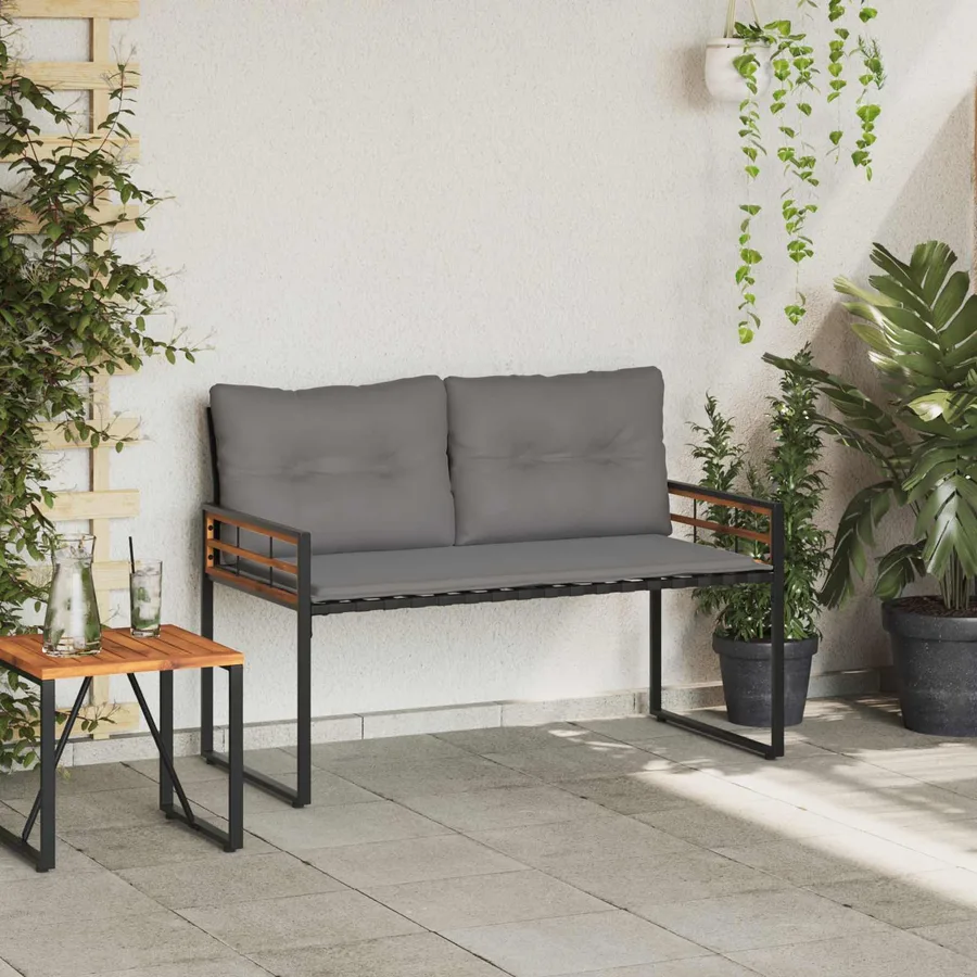 Banc à couches en bois avec coussin Gris clair 114 x 55 x 77 cm - 3
