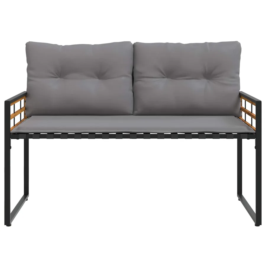 Banc à couches en bois avec coussin Gris clair 114 x 55 x 77 cm - 4