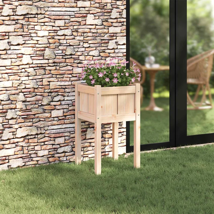 Cache-pot de jardin Nature 40 x 40 x 70 cm Bois de pin massif