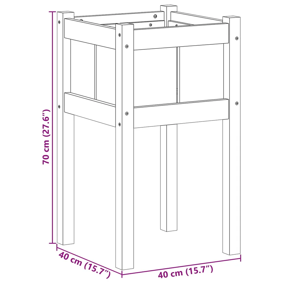 Cache-pot de jardin Nature 40 x 40 x 70 cm Bois de pin massif - 7