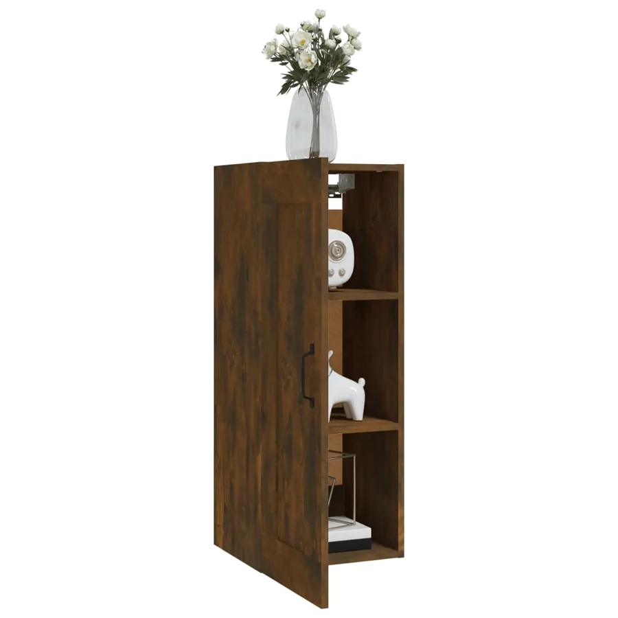 Armoire suspendue Chêne fumé 35x34x90 cm Bois d'ingénierie - 4