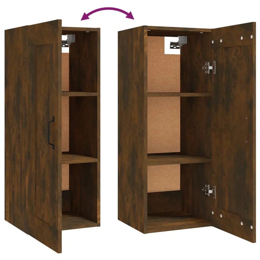 Armoire suspendue Chêne fumé 35x34x90 cm Bois d'ingénierie - 8