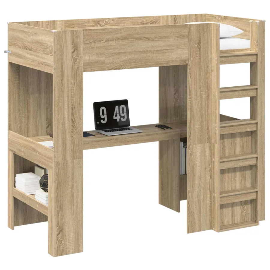 Cadre de lit superposé avec bureau Chêne Sonoma 100 x 200 cm - 2