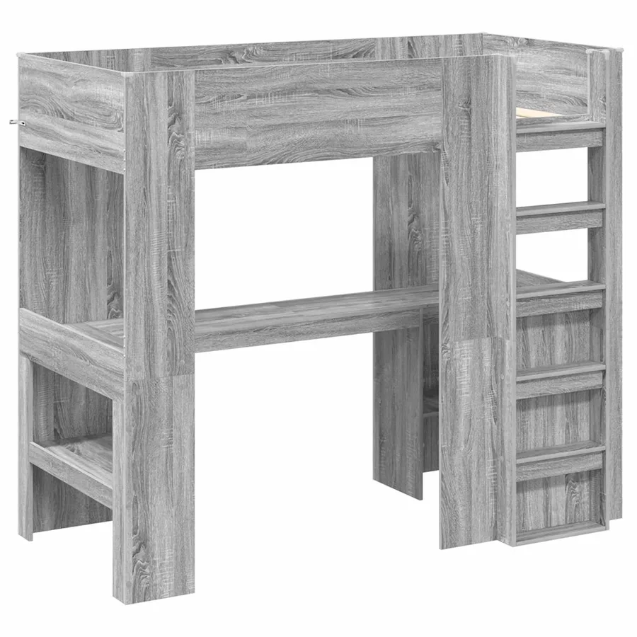 Cadre de lit superposé avec bureau Gris Sonoma 90 x 190 cm - 4