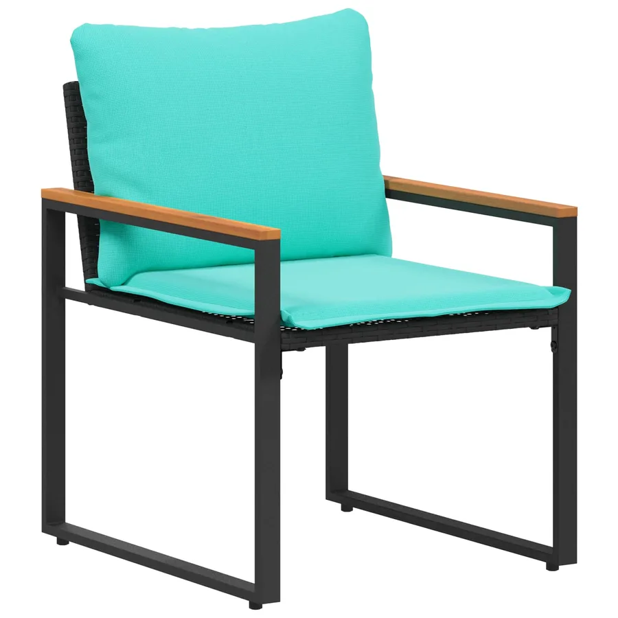 Ensembles de meubles avec coussin 3 pcs Noir et turquoise Rotin - 6