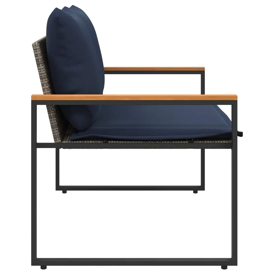 banc avec coussin Gris et bleu marine 115 x 65 x 72 cm Rotin - 6