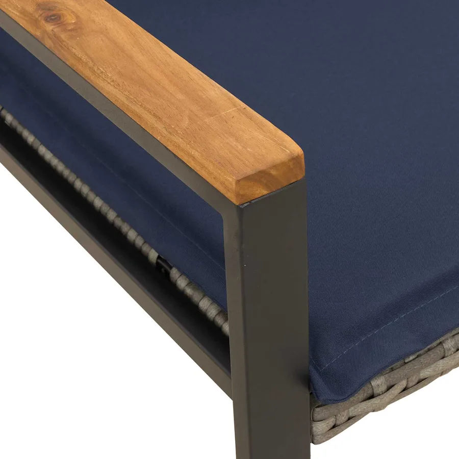 banc avec coussin Gris et bleu marine 115 x 65 x 72 cm Rotin - 8