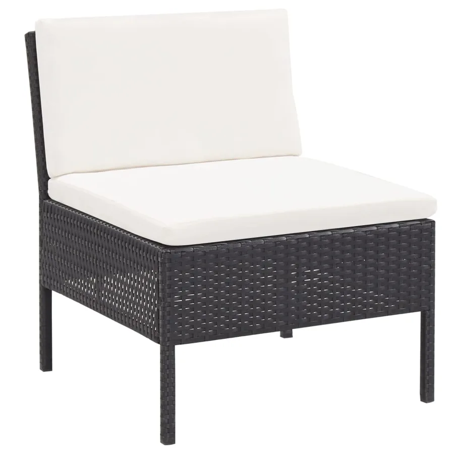 Salon de jardin 3 pcs avec coussins Résine tressée Noir - 3