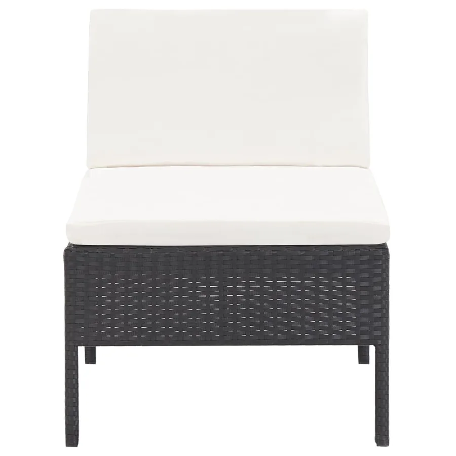 Salon de jardin 3 pcs avec coussins Résine tressée Noir - 4