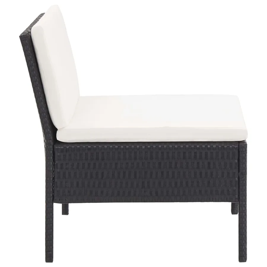 Salon de jardin 3 pcs avec coussins Résine tressée Noir - 5