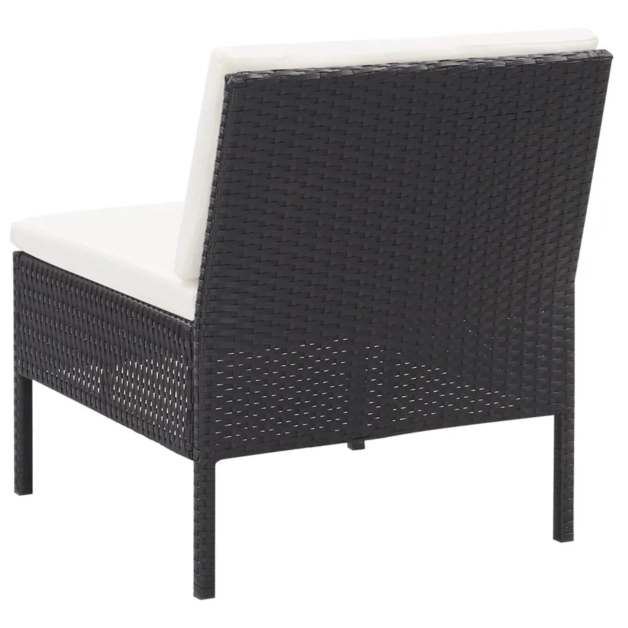 Salon de jardin 3 pcs avec coussins Résine tressée Noir - 6