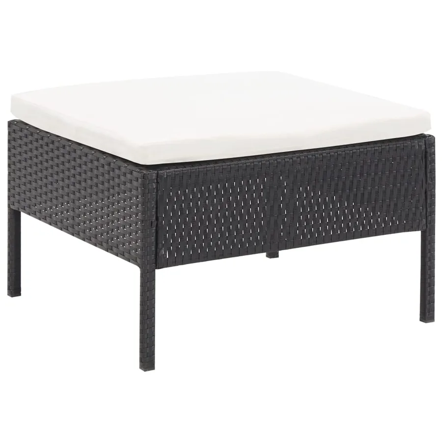Salon de jardin 3 pcs avec coussins Résine tressée Noir - 7