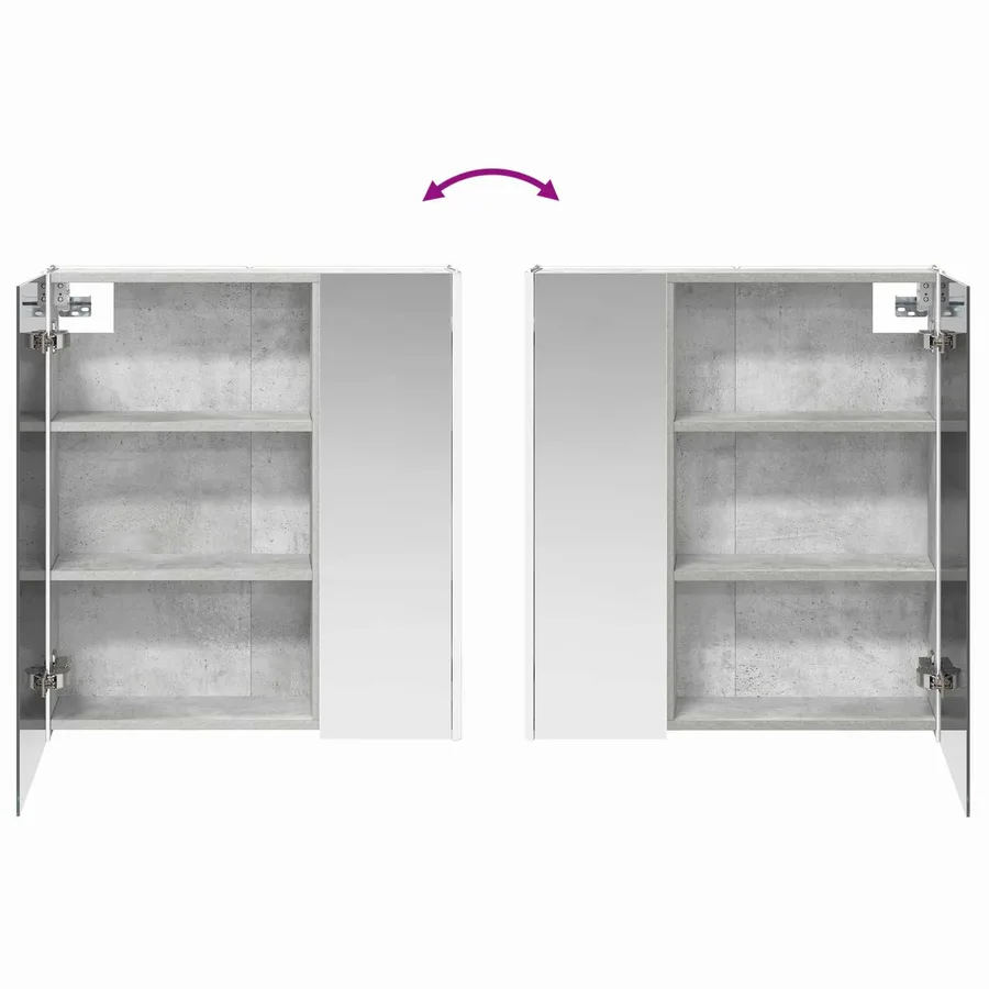 Armoire Miroir de Salle de Bain Gris béton 63,5 x 15,5 x 70 cm - 12