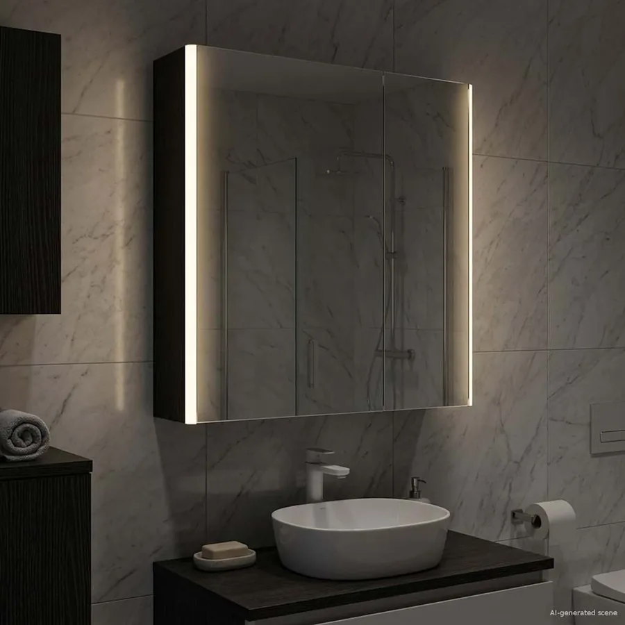 Armoire Miroir de Salle de Bain Chêne noir 63,5 x 15,5 x 70 cm