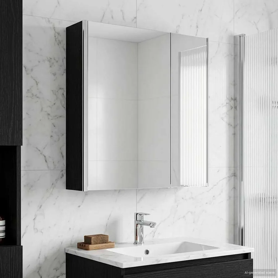 Armoire Miroir de Salle de Bain Chêne noir 63,5 x 15,5 x 70 cm - 4