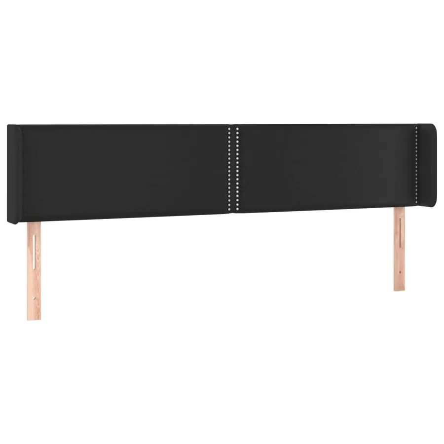 Tête de lit avec oreilles Noir 203x16x78/88 cm Similicuir - 2