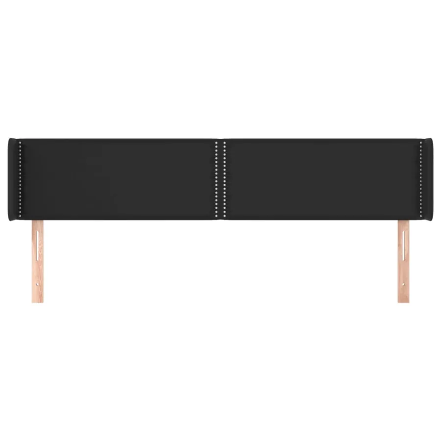 Tête de lit avec oreilles Noir 203x16x78/88 cm Similicuir - 3