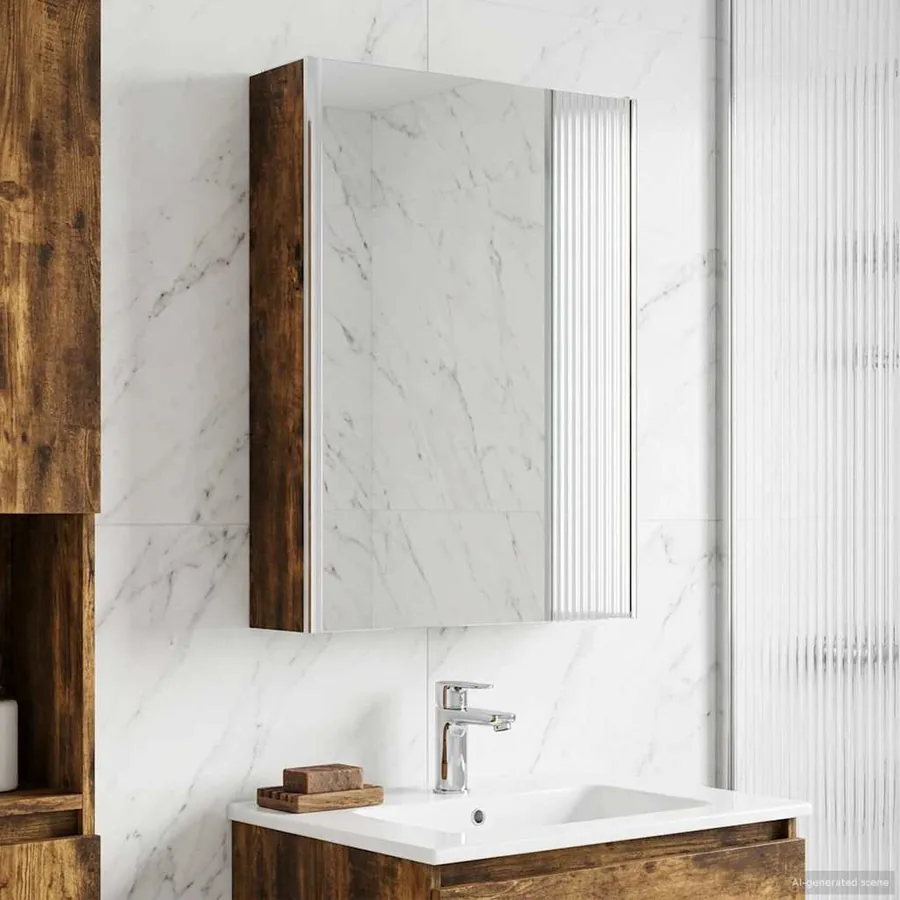 Armoire Miroir de Salle de Bain Chêne fumé 53,5 x 15,5 x 70 cm