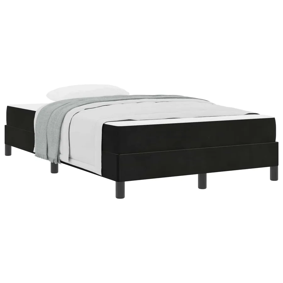 Lit à ressorts avec matelas Noir 120 x 220 cm tissu - 2