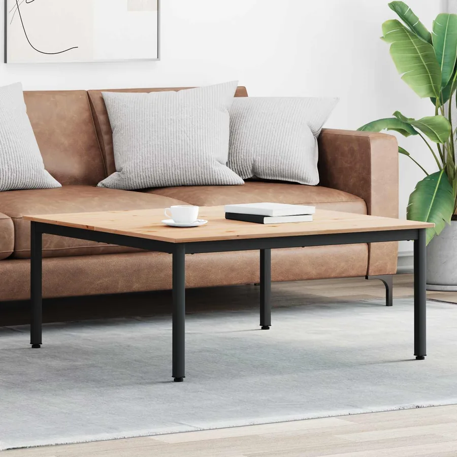 Table basse Naturel 100 x 100 x 45 cm Bois de pin massif