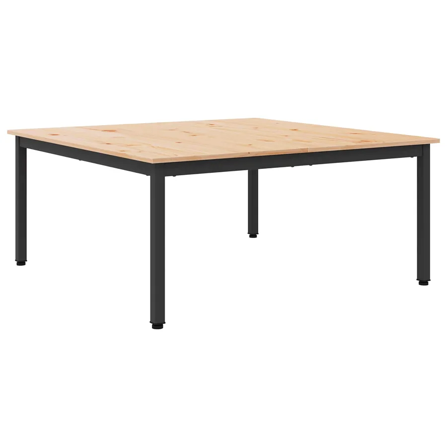 Table basse Naturel 100 x 100 x 45 cm Bois de pin massif - 2