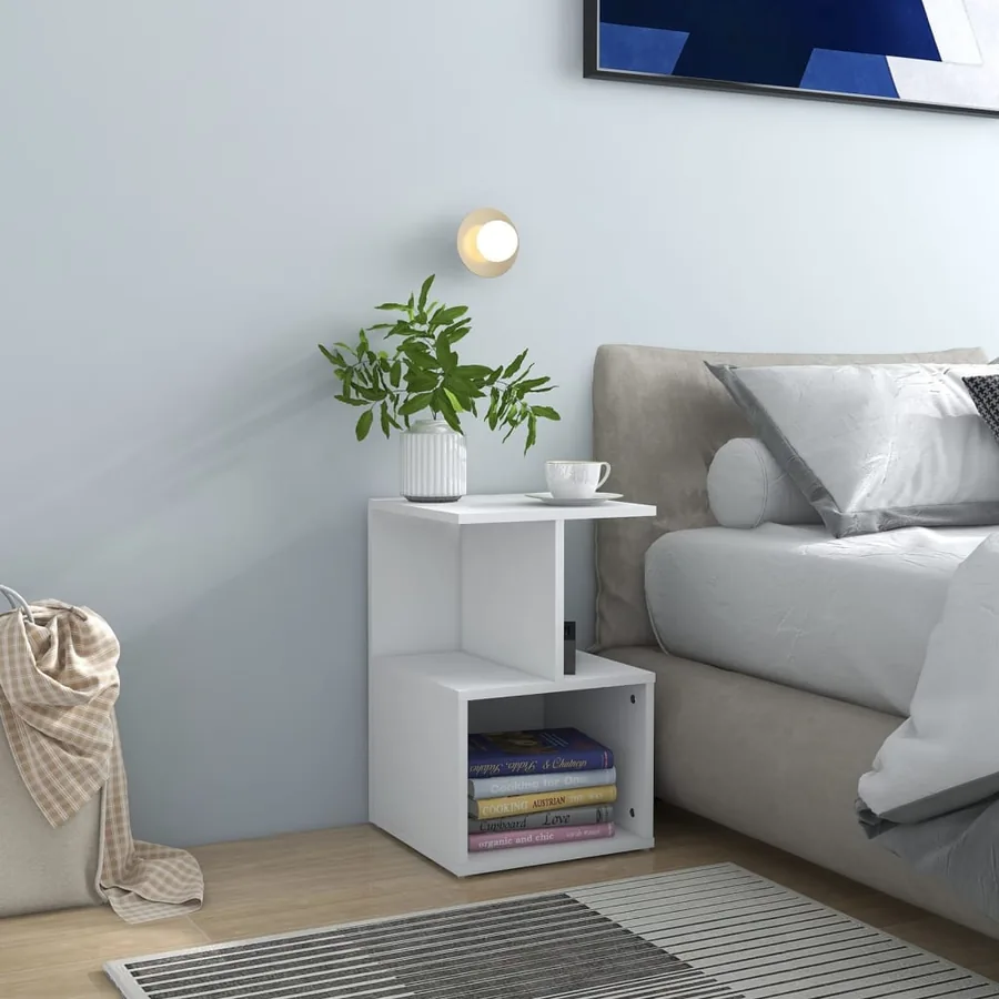 Tables de chevet 2 pcs blanc 35x35x55 cm bois d'ingénierie