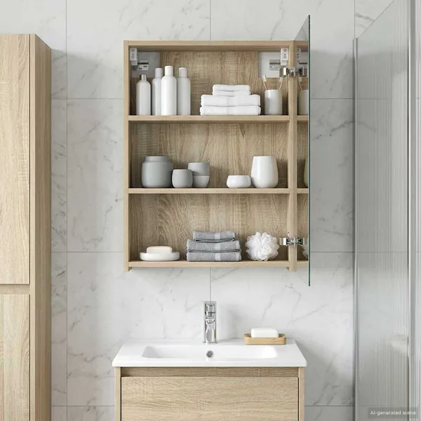 Armoire Miroir de Salle de Bain Chêne Sonoma 50 x 14,5 x 70 cm