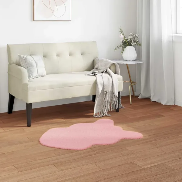Tapis antidérapant en fausse de lapin OLITE Rose 60 x 90 cm
