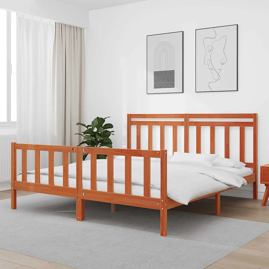 Cadre de lit 2 pcs Cire marron 205,5 x 185,5 x 100 cm