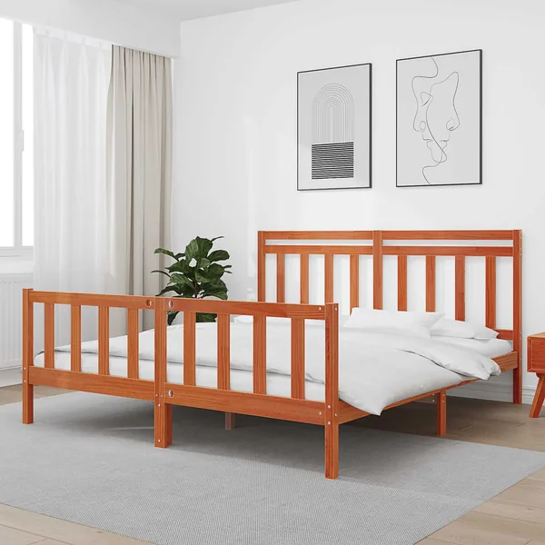 Cadre de lit 2 pcs Cire marron 205,5 x 185,5 x 100 cm