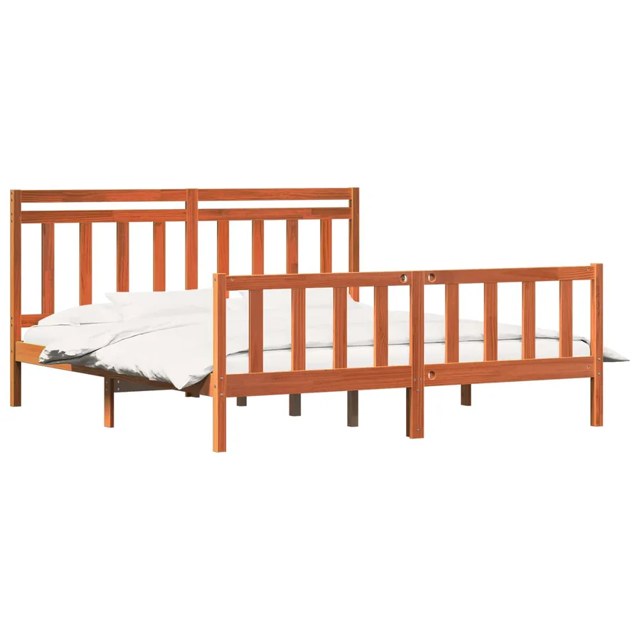 Cadre de lit 2 pcs Cire marron 205,5 x 185,5 x 100 cm - 2