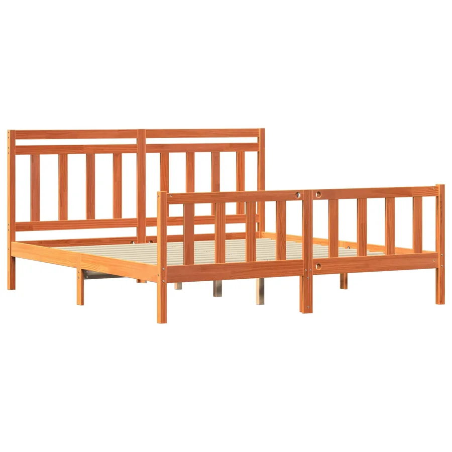 Cadre de lit 2 pcs Cire marron 205,5 x 185,5 x 100 cm - 3