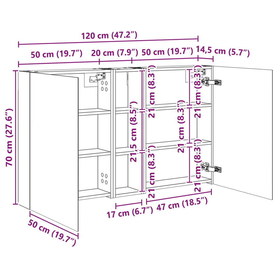 Ensemble de Meubles de Salle de Bain 3 pc 120 x 14,5 x 70 cm - 12