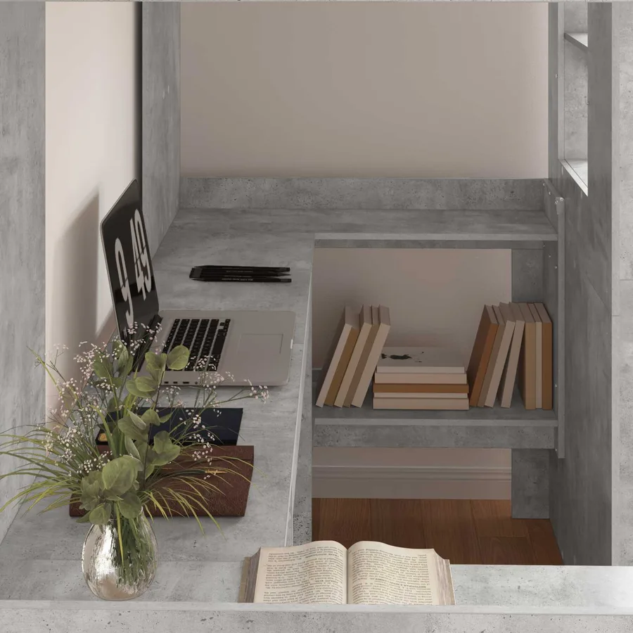 Cadre de lit superposé avec bureau Gris béton 90 x 200 cm - 3