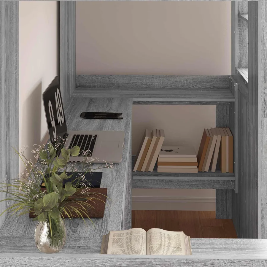 Cadre de lit superposé avec bureau Gris Sonoma 90 x 200 cm - 3
